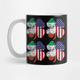 Four Irish American Flag Ireland Shamrock St Patrick Day Mug